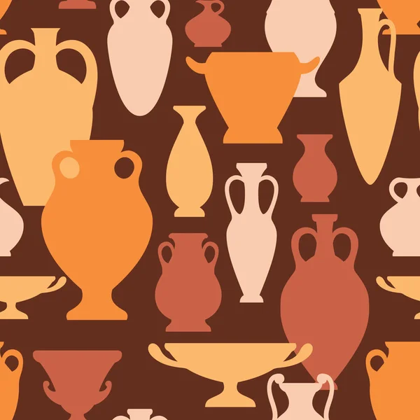 Ancient Ceramic Vases Seamless Pattern Stockvektor