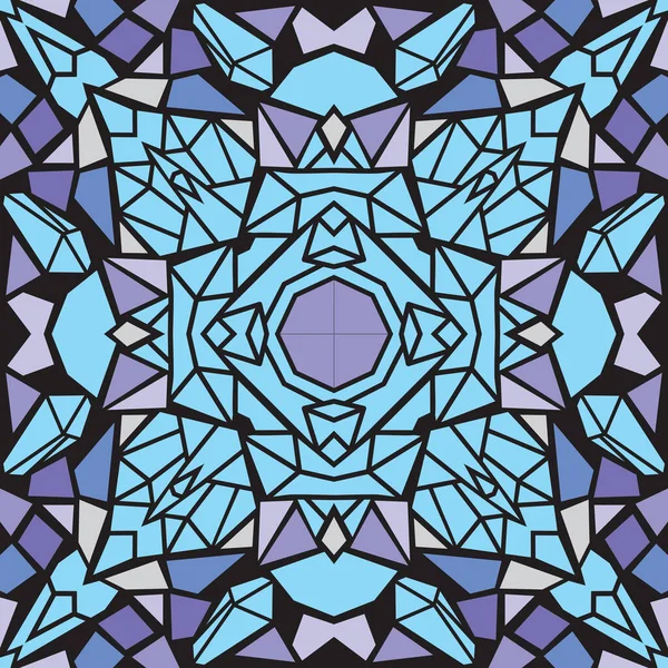 Abstract Kaleidoscopic Geometric Mosaic Crystals Seamless Pattern Stok Illüstrasyon