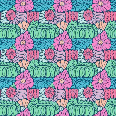 Renkli çiçek desenleri, retro çiçeksiz arka plan
