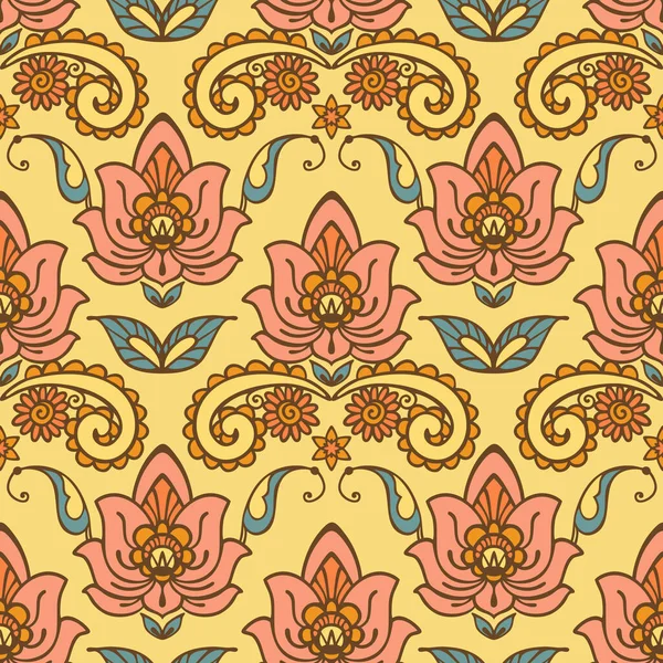 Damask Floral Seamless Pattern Ornate Flowers — Stock vektor