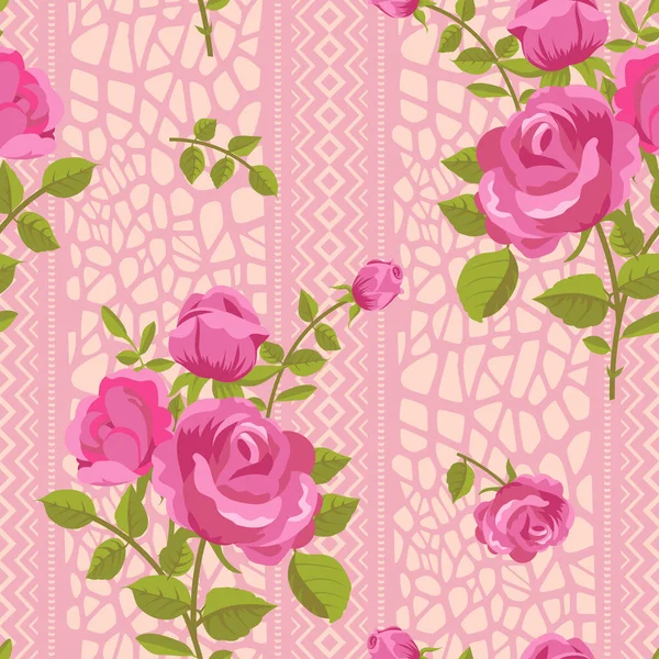 Roses Flowers Foral Seamless Pattern Pink Vector Graphics