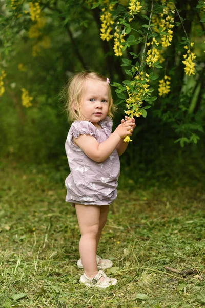 Little Girl Spring Park — Stock Photo, Image