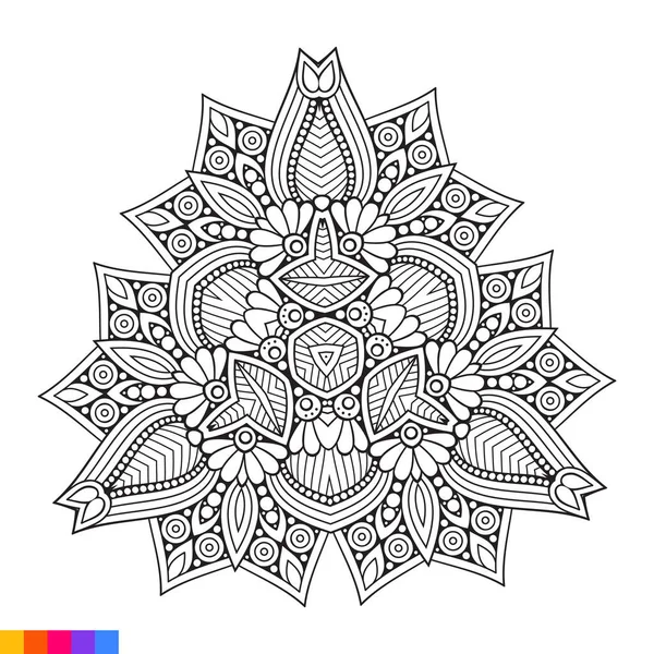 Mandala Dessiné Main Gribouillage Page Colorier Livre Colorier Adultes Enfants — Image vectorielle