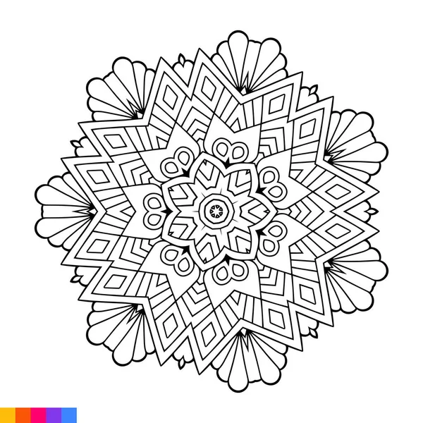 Handgetekend Mandala Doodle Kleurplaat Kleurboek Volwassenen Kinderen Clean Decoratieve Ronde — Stockvector