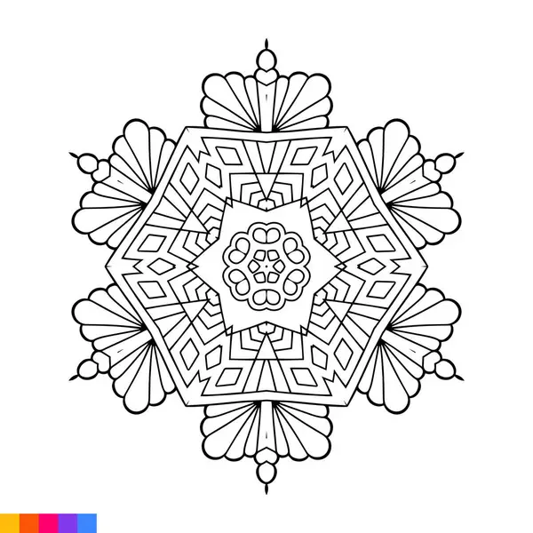Hand Drawn Mandala Doodle Coloring Page Coloring Book Adults Kids — Stock Vector