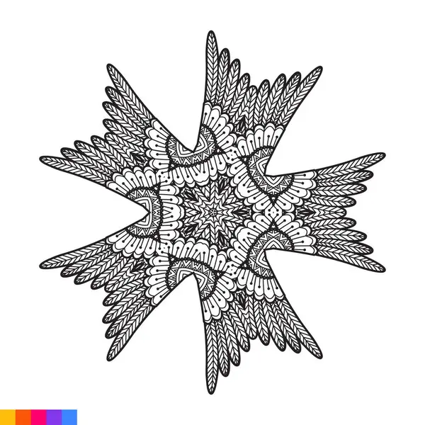 Boyama kitabı için Mandala Sanatı. Temiz dekoratif yuvarlak süs. Oriental desen, Vektör illüstrasyon Boyama kitabı sayfası. Henna, Mehndi, dövme ve dekorasyon için dairesel desen..
