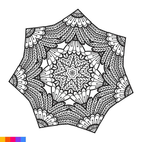 Mandala Arte Para Colorear Libro Adorno Redondo Decorativo Limpio Patrón — Archivo Imágenes Vectoriales