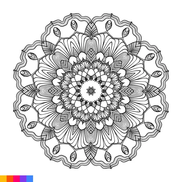 Mandala Arte Para Colorear Libro Adorno Redondo Decorativo Limpio Patrón — Vector de stock