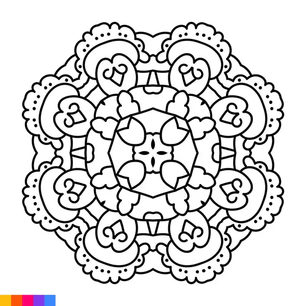 Mandala Arte Para Colorear Libro Adorno Redondo Decorativo Limpio Patrón — Vector de stock