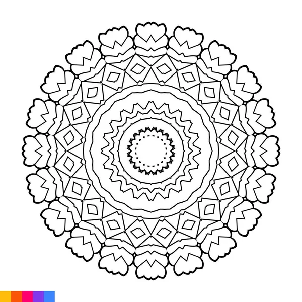 Mandala Arte Para Colorear Libro Adorno Redondo Decorativo Limpio Patrón — Archivo Imágenes Vectoriales