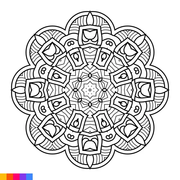 Boyama Kitabı Için Mandala Sanatı Temiz Dekoratif Yuvarlak Süs Oriental — Stok Vektör