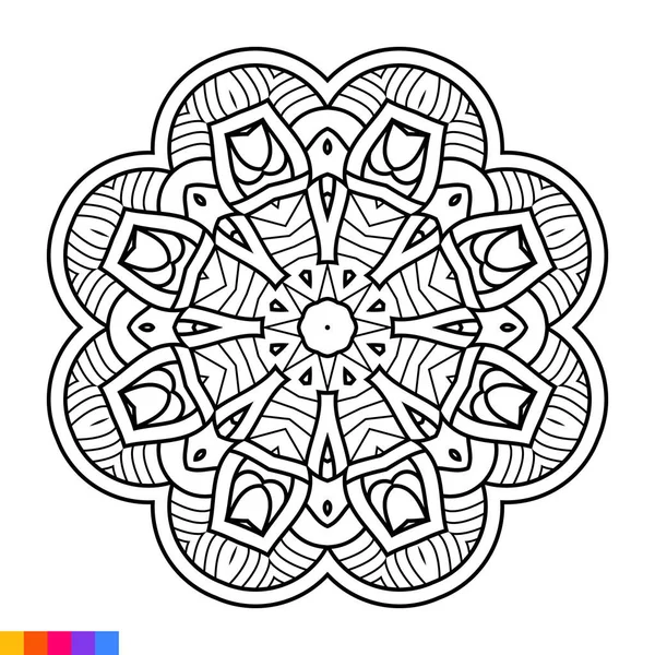 Mandala Arte Libro Colorare Ornamento Rotondo Decorativo Pulito Modello Orientale — Vettoriale Stock