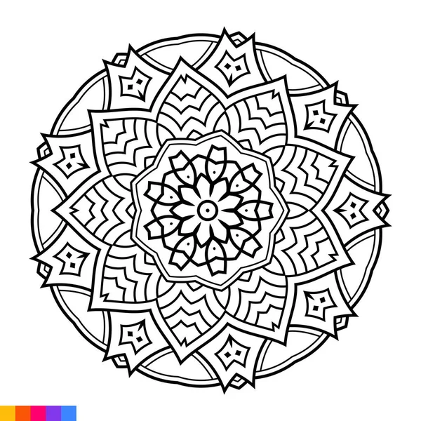 Mandala Arte Libro Colorare Ornamento Rotondo Decorativo Pulito Modello Orientale — Vettoriale Stock