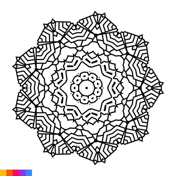 カラーブックのためのマンダラアート きれいな装飾的な円形の装飾 東洋パターン ベクターイラストカラーブックページ メフラ タトゥー 装飾のためのマンダラの形態の円形のパターン — ストックベクタ
