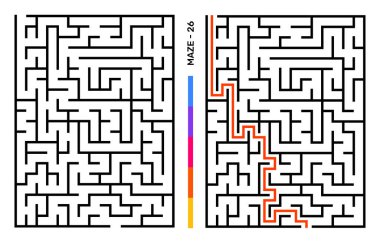 Soyut Labirent Bulmaca Labirenti Giriş ve Çıkış. Etkinlik Kitabı için Labirent. Çalışma kitabı için Bulmaca Çözme Oyunları. Vektör illüstrasyonu - EPS 10