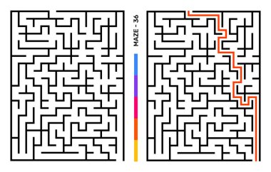 Soyut Labirent Bulmaca Labirenti Giriş ve Çıkış. Etkinlik Kitabı için Labirent. Çalışma kitabı için Bulmaca Çözme Oyunları. Vektör illüstrasyonu - EPS 10