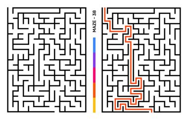 Soyut Labirent Bulmaca Labirenti Giriş ve Çıkış. Etkinlik Kitabı için Labirent. Çalışma kitabı için Bulmaca Çözme Oyunları. Vektör illüstrasyonu - EPS 10