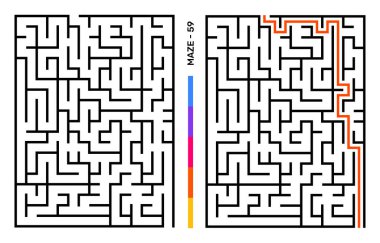 Soyut Labirent Bulmaca Labirenti Giriş ve Çıkış. Etkinlik Kitabı için Labirent. Çalışma kitabı için Bulmaca Çözme Oyunları. Vektör illüstrasyonu - EPS 10