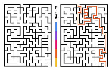 Soyut Labirent Bulmaca Labirenti Giriş ve Çıkış. Etkinlik Kitabı için Labirent. Çalışma kitabı için Bulmaca Çözme Oyunları. Vektör illüstrasyonu - EPS 10
