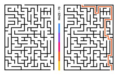 Soyut Labirent Bulmaca Labirenti Giriş ve Çıkış. Etkinlik Kitabı için Labirent. Çalışma kitabı için Bulmaca Çözme Oyunları. Vektör illüstrasyonu - EPS 10