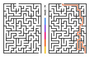 Soyut Labirent Bulmaca Labirenti Giriş ve Çıkış. Etkinlik Kitabı için Labirent. Çalışma kitabı için Bulmaca Çözme Oyunları. Vektör illüstrasyonu - EPS 10