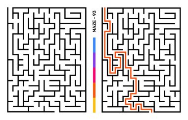 Soyut Labirent Bulmaca Labirenti Giriş ve Çıkış. Etkinlik Kitabı için Labirent. Çalışma kitabı için Bulmaca Çözme Oyunları. Vektör illüstrasyonu - EPS 10