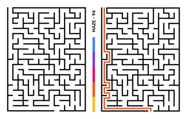Soyut Labirent Bulmaca Labirenti Giriş ve Çıkış. Etkinlik Kitabı için Labirent. Çalışma kitabı için Bulmaca Çözme Oyunları. Vektör illüstrasyonu - EPS 10
