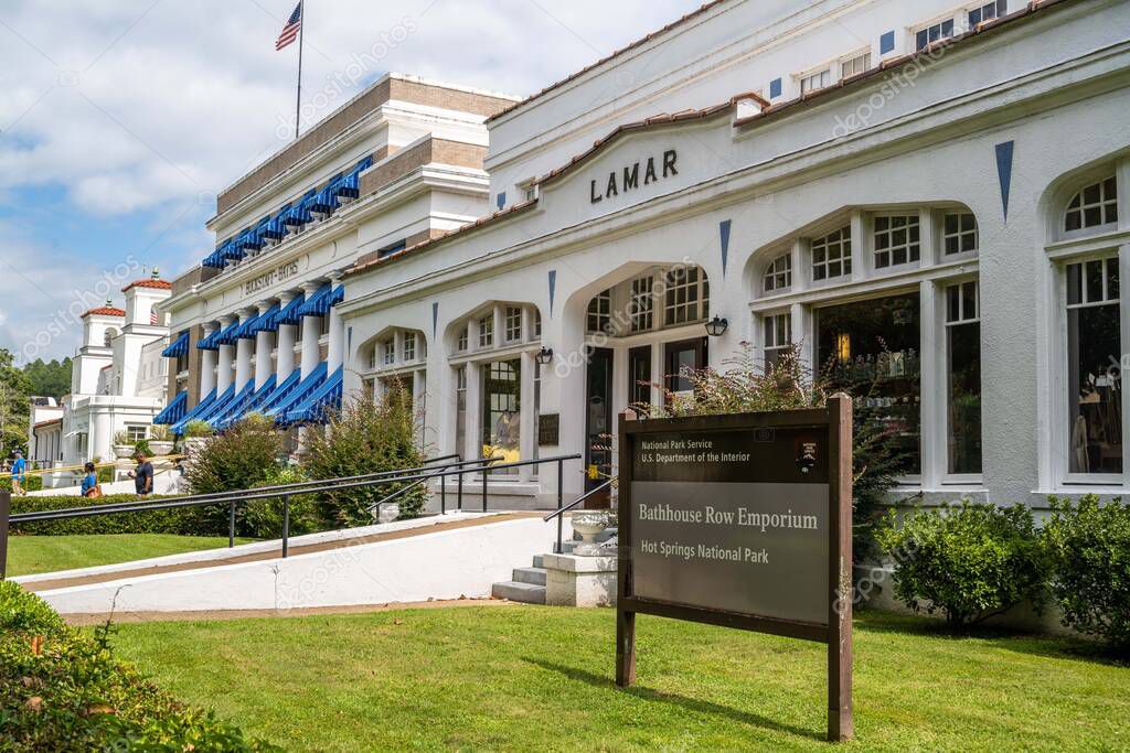 Hot Springs NP, AR, USA - September 10, 2022: The Bathhouse Row Emporium