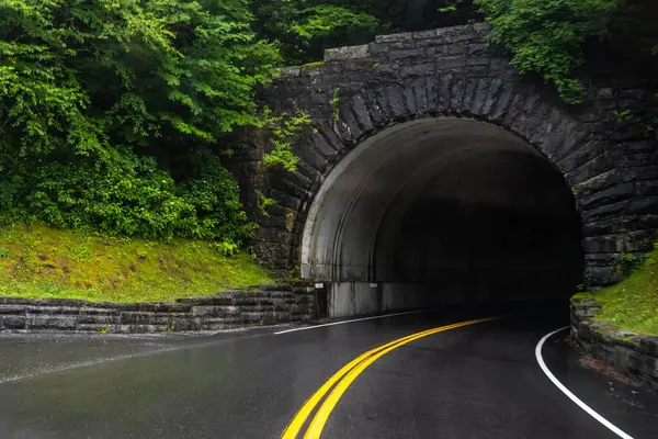 stock image A long way down the road going to Great Smokey Mountains NP, Tennessee