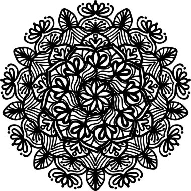 Renk sayfası, davetiye kartı dekorasyonu, düğün, kına ve dövme için Mandala Çizgisi Desenli Arkaplan.