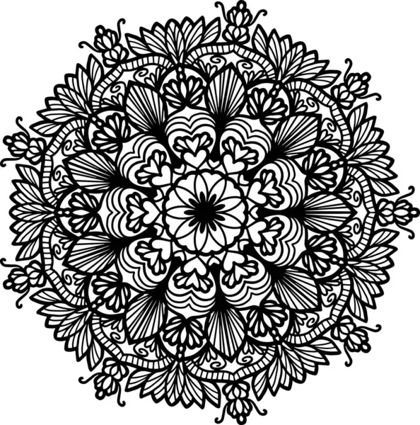 San Valentino Cuore Fiore Mandala Vettoriale Illustrazione Decorazione Pizzo Rotondo — Vettoriale Stock