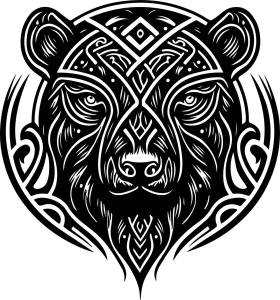  Vector illustration of bear head with ornament