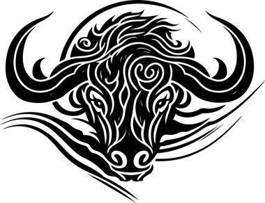 Vector illustration of bull head with ornament