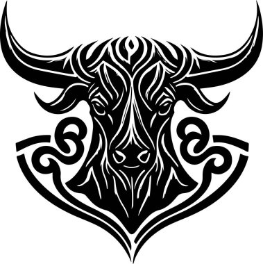 Vector illustration of bull head with ornament