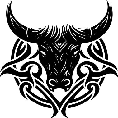 Vector illustration of bull head with ornament