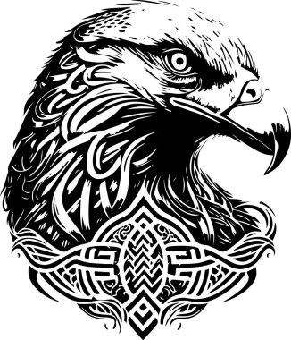  Vector illustration of eagle head with ornament clipart