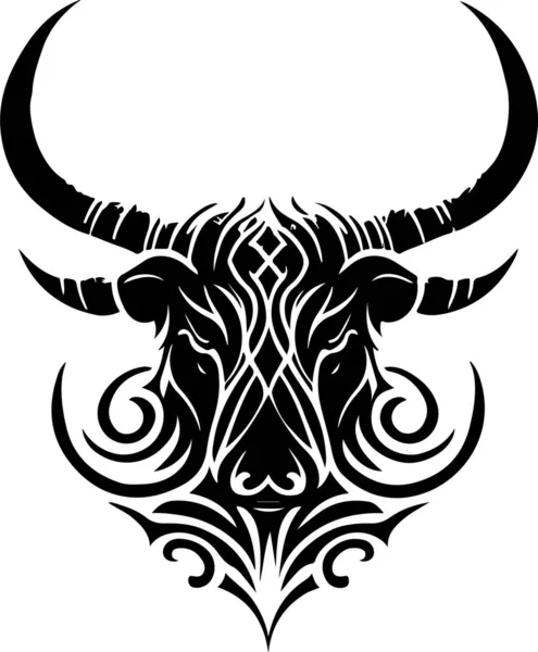 Vector Illustration Bull Head Ornament — Vettoriale Stock