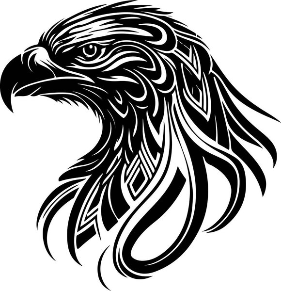  Vector illustration of eagle head with ornament
