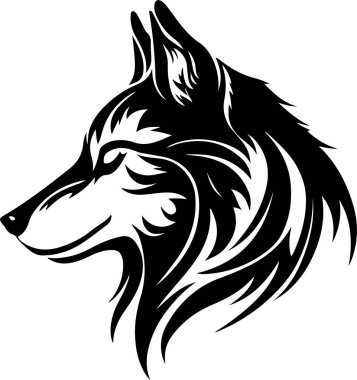 Vector illustration of wolf head with ornament. Vector illustration clipart