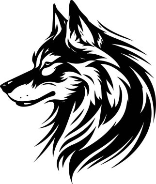 Vector illustration of wolf head with ornament. Vector illustration clipart