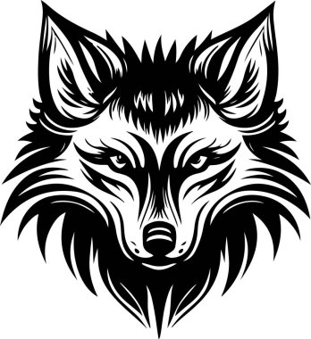 Süslü kurt kafasının vektör çizimi. Vektör illüstrasyonu