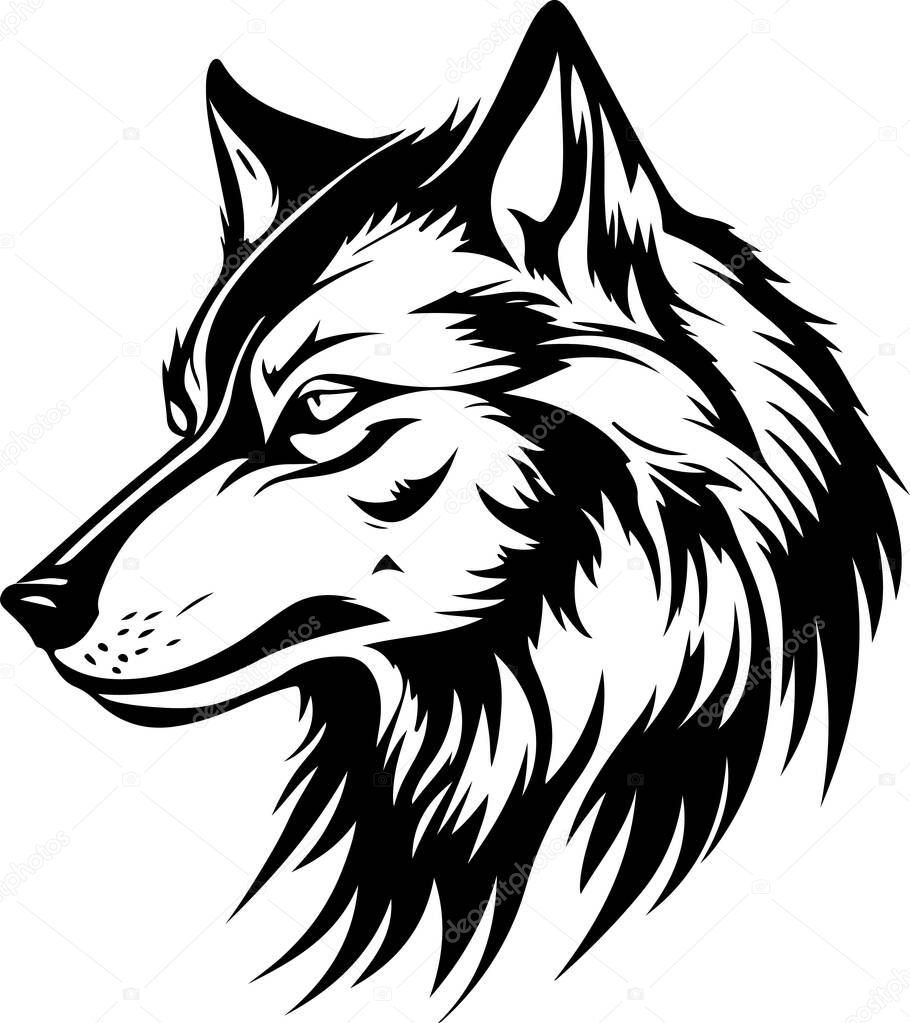 Vector illustration of wolf head with ornament. Vector illustration