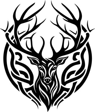 Vector illustration of deer head with ornament. Vector illustration clipart