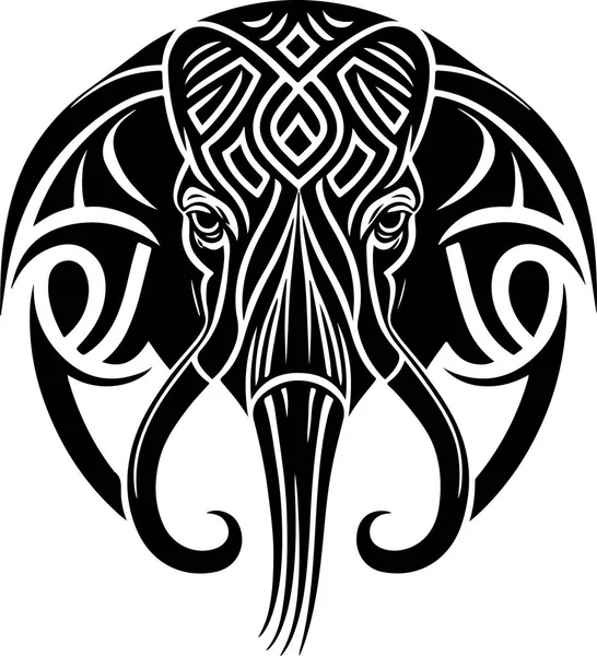 Vector Illustration Elephant Head Ornament — Stockvektor