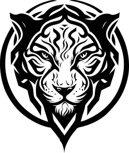 Illustration Vectorielle Tête Tigre Avec Ornement — Image vectorielle