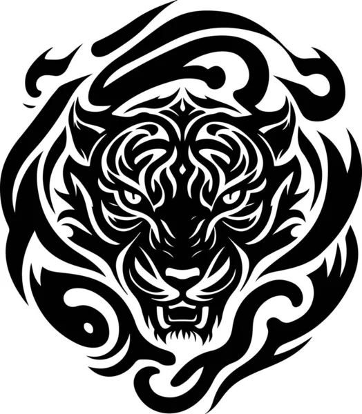 Ilustração Vetorial Cabeça Tigre Com Ornamento —  Vetores de Stock