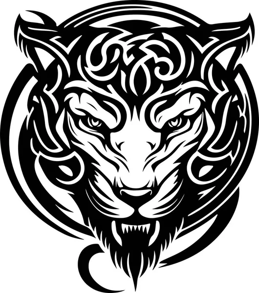 Vector Illustration Tiger Head Ornament —  Vetores de Stock