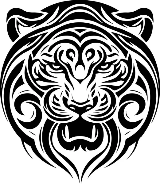 Illustration Vectorielle Tête Tigre Avec Ornement — Image vectorielle