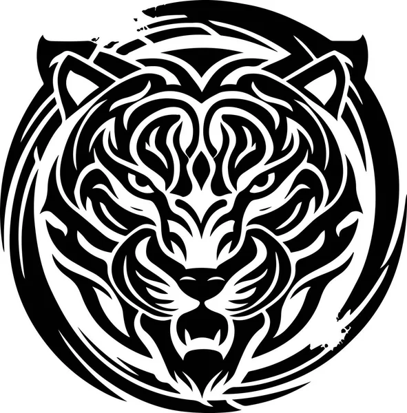 Ilustração Vetorial Cabeça Tigre Com Ornamento — Vetor de Stock