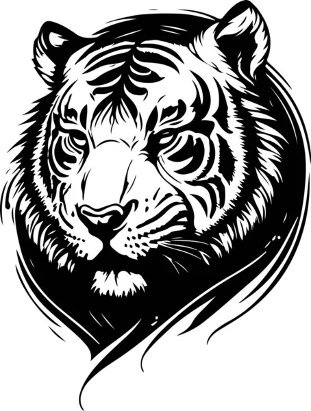 Vector Illustration Tiger Head Ornament — Stock vektor
